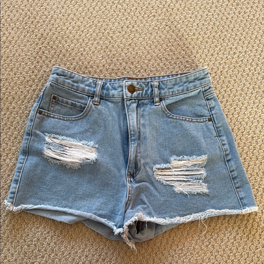 Billabong Blue Distressed Jean Shorts Relaxed Fit